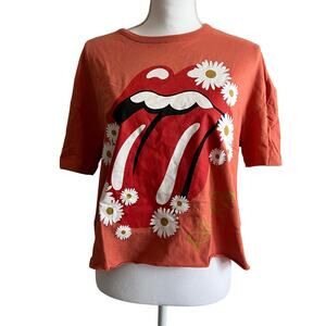 The Rolling Stones Women's Daisy Floral Short Sleeve Crop T-Shirt - Medium - NWT